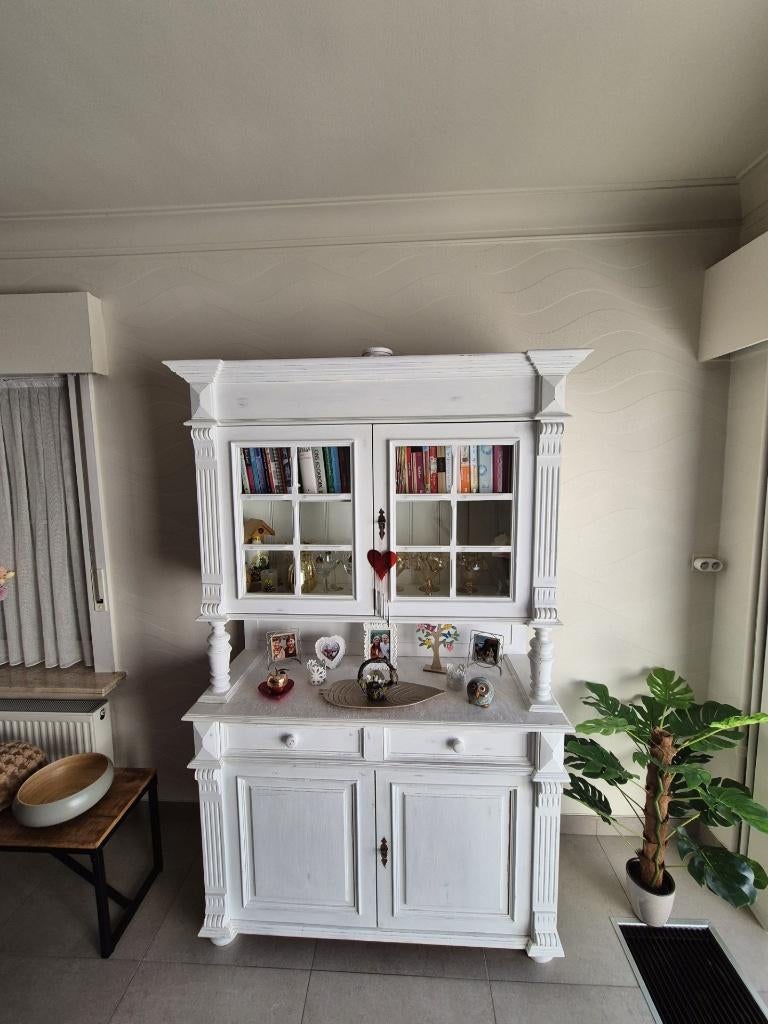 BUFFETKAST / WIT / MASSIEF HOUT, Huis en Inrichting, Ophalen, Met plank(en), Gebruikt, 100 tot 150 cm