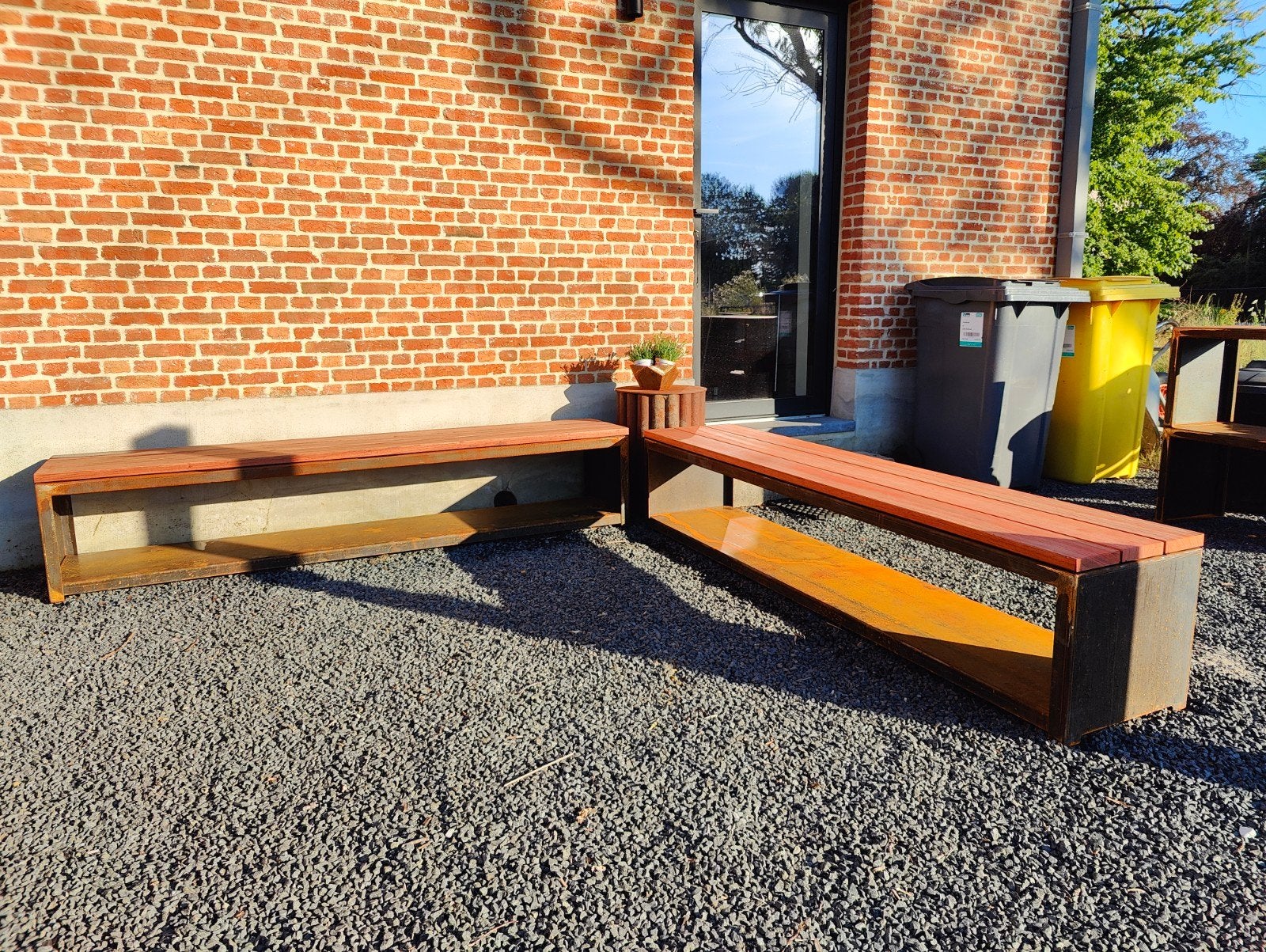 Tuinbank Cortenstaal 2000*400*400 met houtopslag, Jardin & Terrasse, Enlèvement, Neuf, Métal