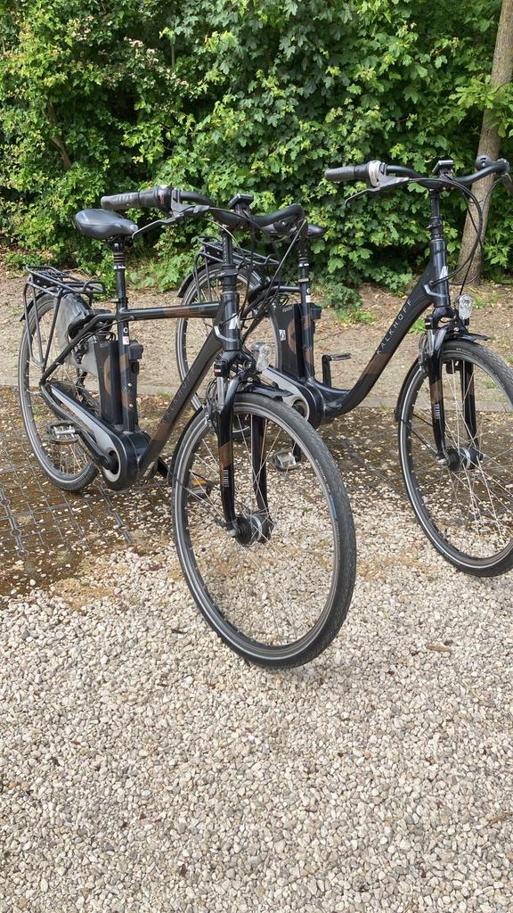 Damesfiets en herenfiets, Fietsen en Brommers, Ophalen, Gebruikt, 50 km per accu of meer