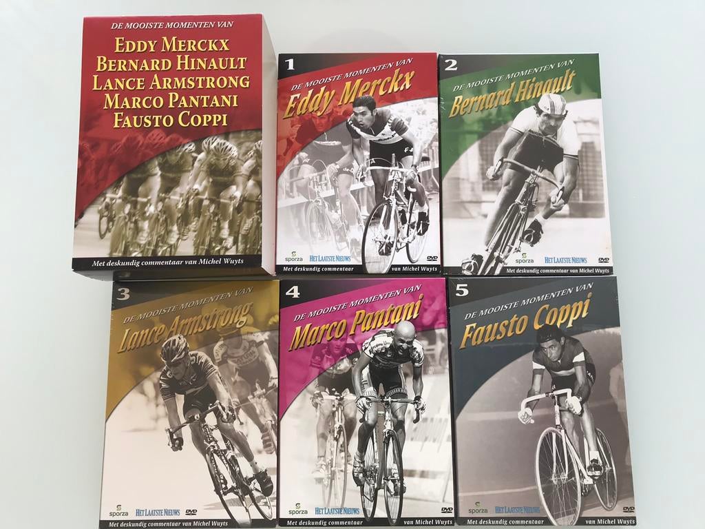 5 dvd Wielrennen De mooiste momenten van Eddy Merckx Pantani, Cd's en Dvd's, Ophalen of Verzenden, Zo goed als nieuw