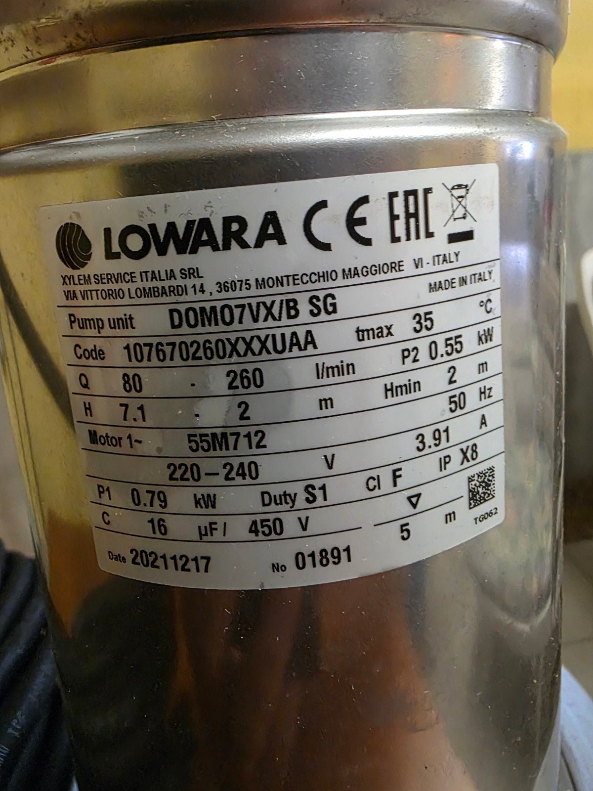 Dompelpomp LOWARA - DOMO 7VX/B SG L17, Ophalen, Nieuw, Elektrisch, Dompelpomp