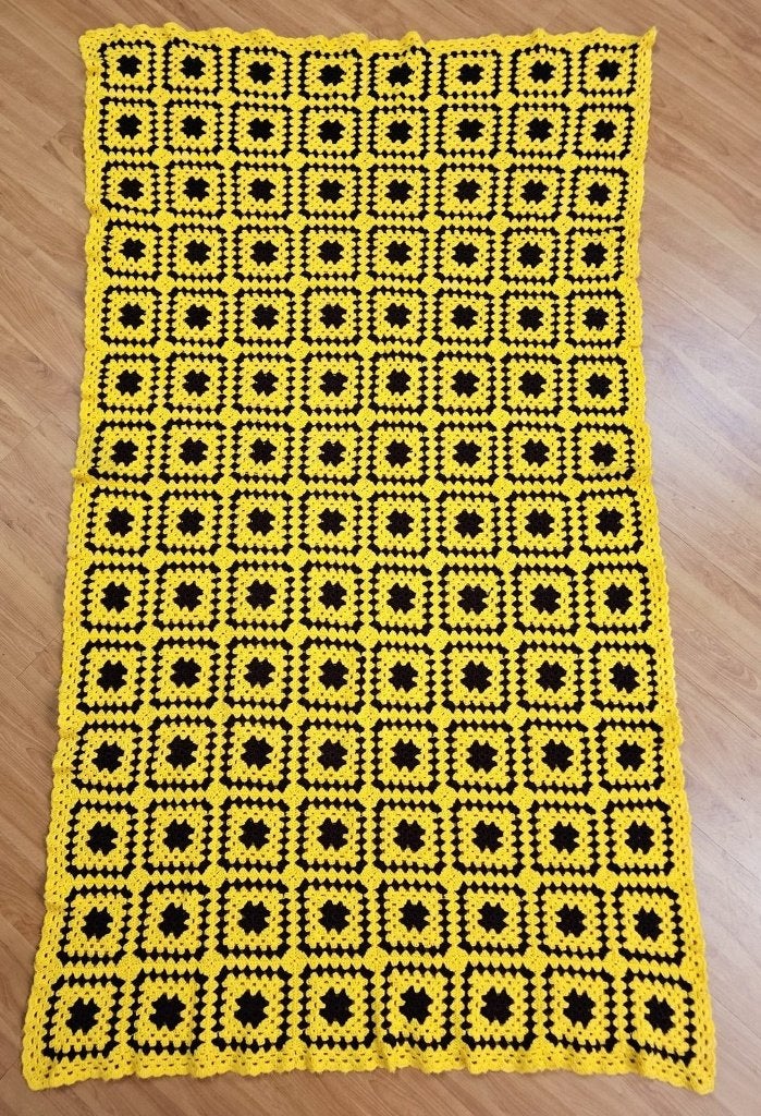 Granny deken 190/115, Ophalen of Verzenden, Zo goed als nieuw, Geel, Gehaakt