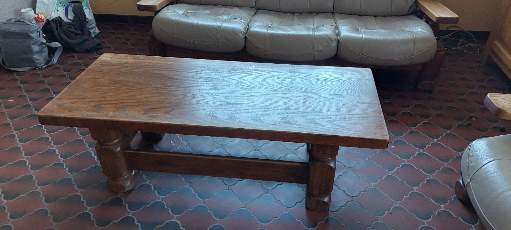Salon gris et chêne avec table 3+1+1, Maison & Meubles, Fauteuils, 75 à 100 cm, 125 cm ou plus, Bois, Enlèvement