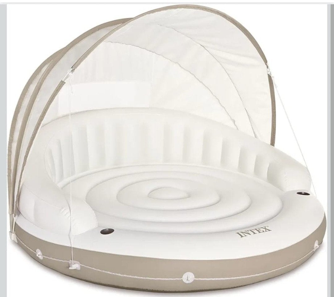 Opblaasbare Intex Lounge met zonnedak + handpomp, Ophalen, Zo goed als nieuw