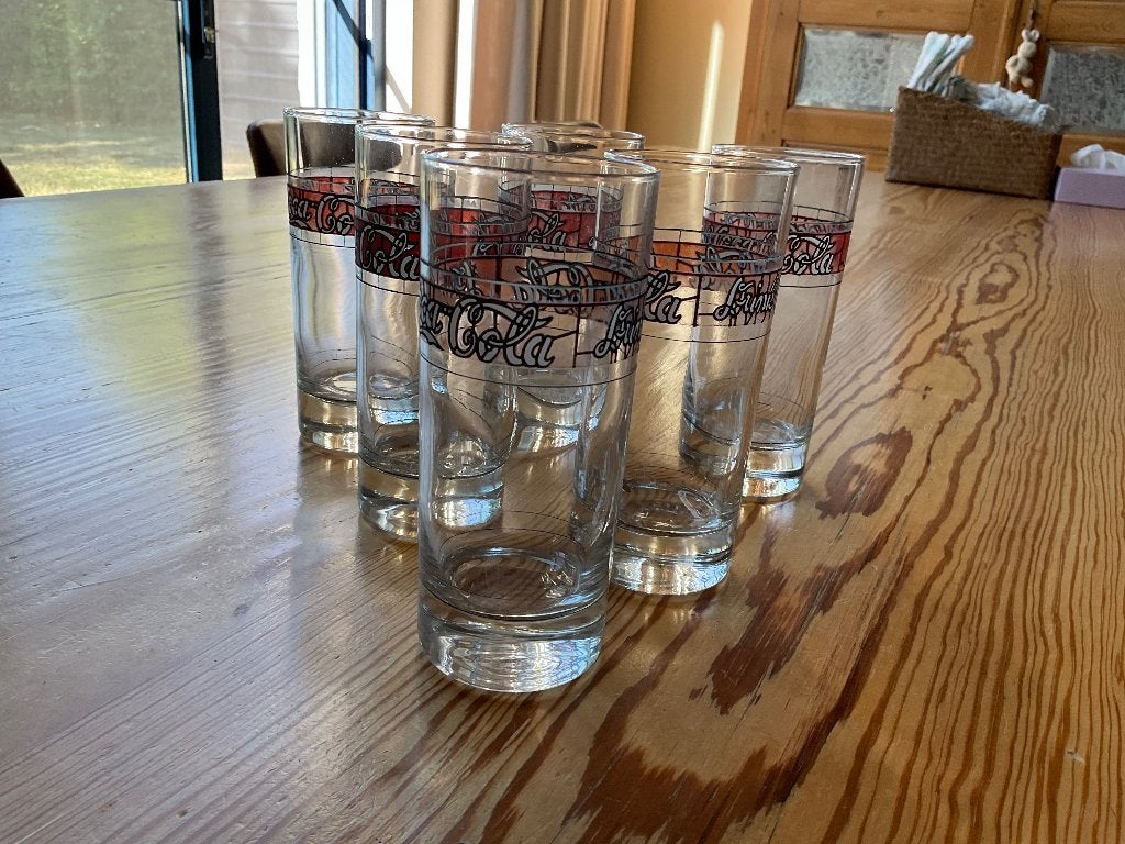 6 verres à Coca-Cola vintage 20 cl, Collections, Enlèvement ou Envoi, Utilisé, Verre à soda