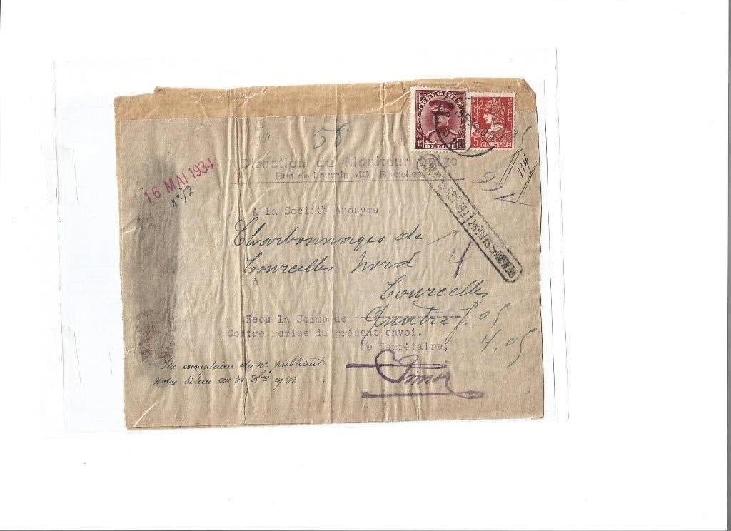 brief België krantenwikkel zegels nrs 317-336, Timbres & Monnaies, Enlèvement ou Envoi, Lettre
