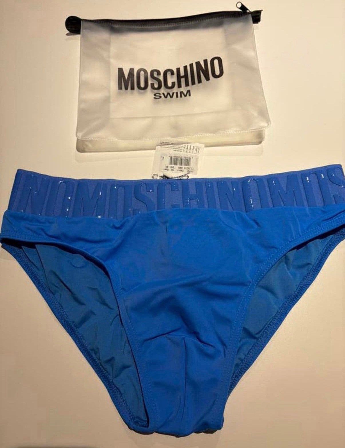 Slip de bain Moschino New Size M, Envoi, Taille 48/50 (M), Bleu, Slip de bain
