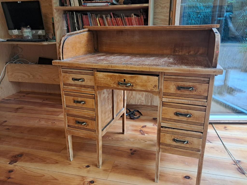 Vintage bureau kinderhoogte 90x90x55, Vintage, Ophalen