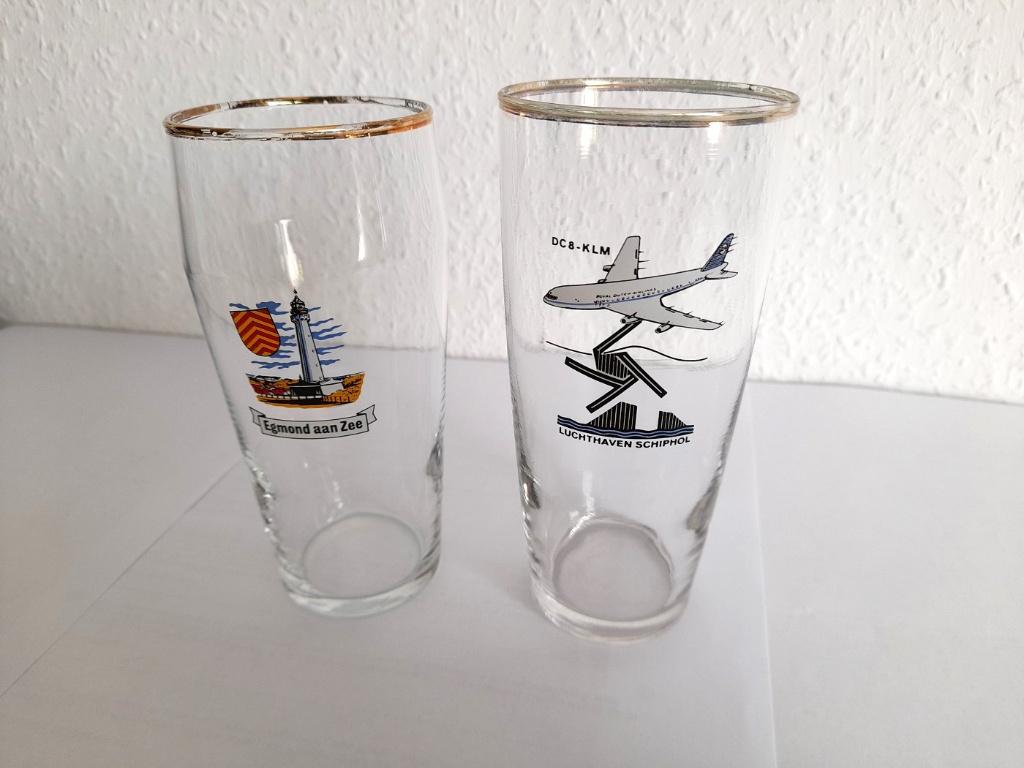 Egmond + Schiphol DC 8, Verre souvenir 0,2 l, 1960, Collections, Verres & Petits Verres, Envoi, Utilisé, Verre à bière