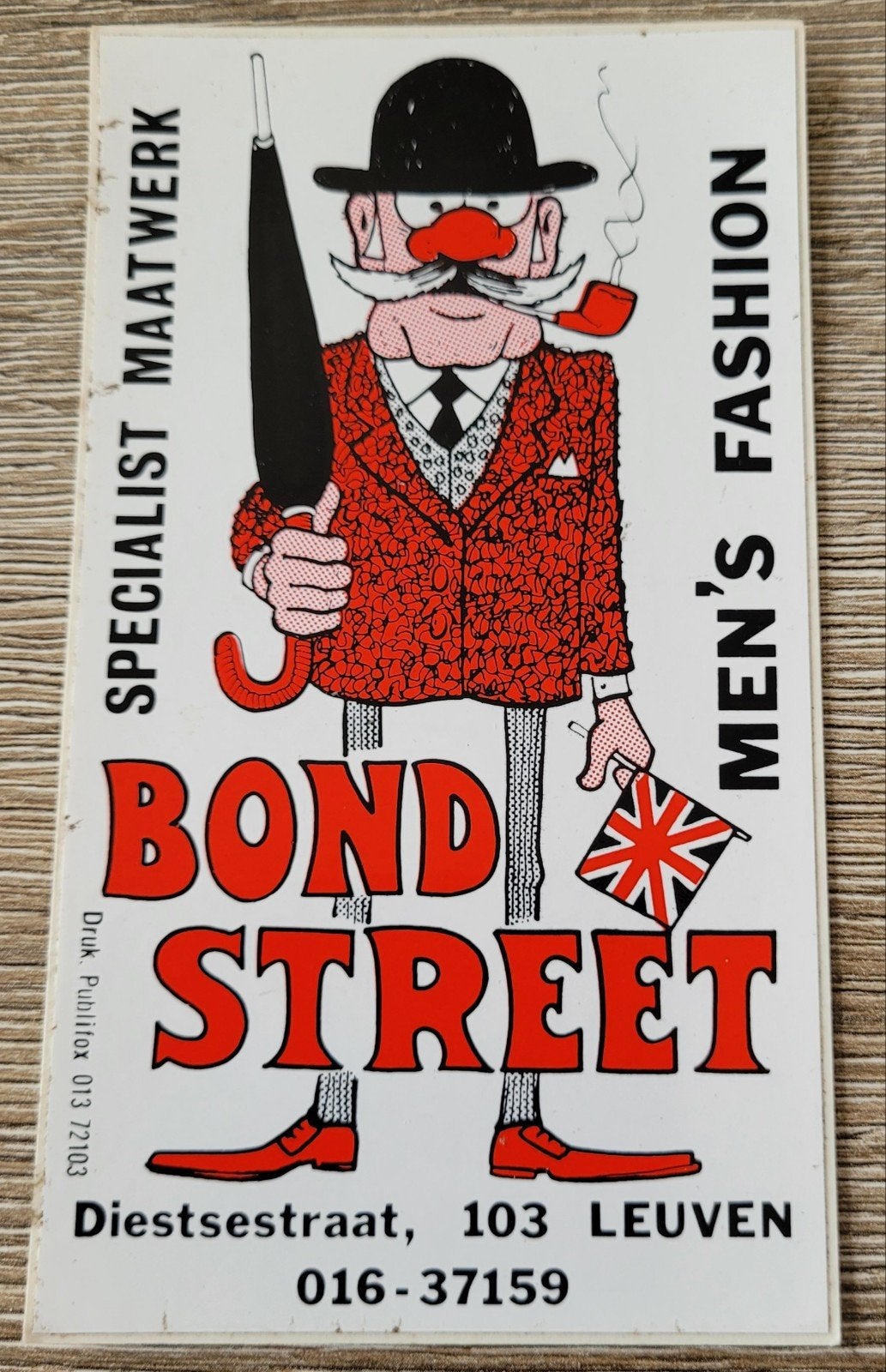 Oude sticker: Bond Street Leuven, Ophalen of Verzenden, Gebruikt, Winkel of Supermarkt