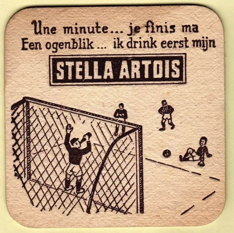 s/b bière Stella Artois: 9,5x9,5cm, Ophalen of Verzenden, Zo goed als nieuw, Viltje(s), Stella Artois