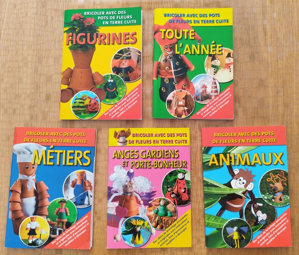 Lot de 5 petits livres de bricolage pot terre cuite, Série complète ou Série, Comme neuf, Bricoler avec des pots de fleurs en terre cuite