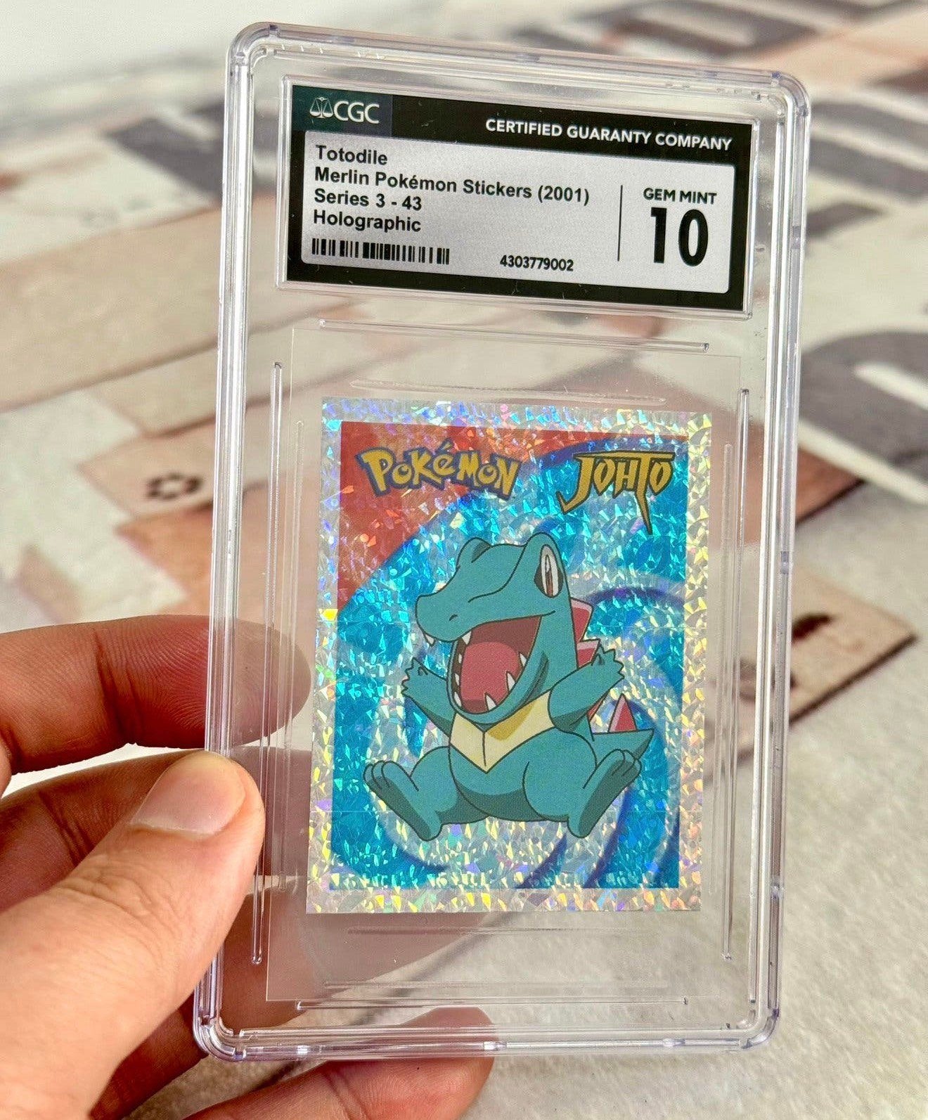 Grade-10 Totodile Merlin Pokemon Stickers 2001 Series 3-43, Ophalen of Verzenden, Nieuw, Losse kaart