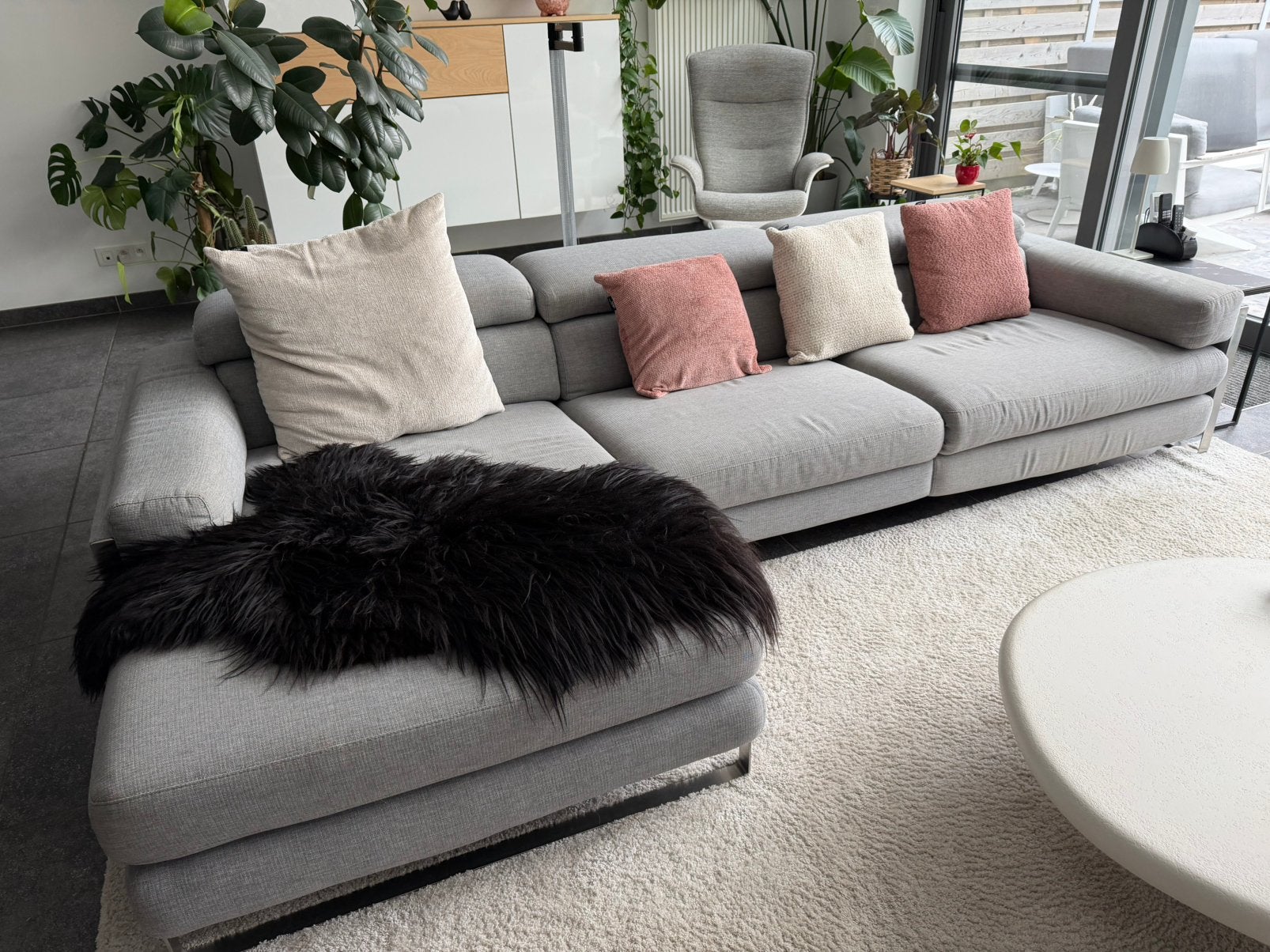 Moderne zetel met longchair en relax, Huis en Inrichting, Ophalen, Gebruikt