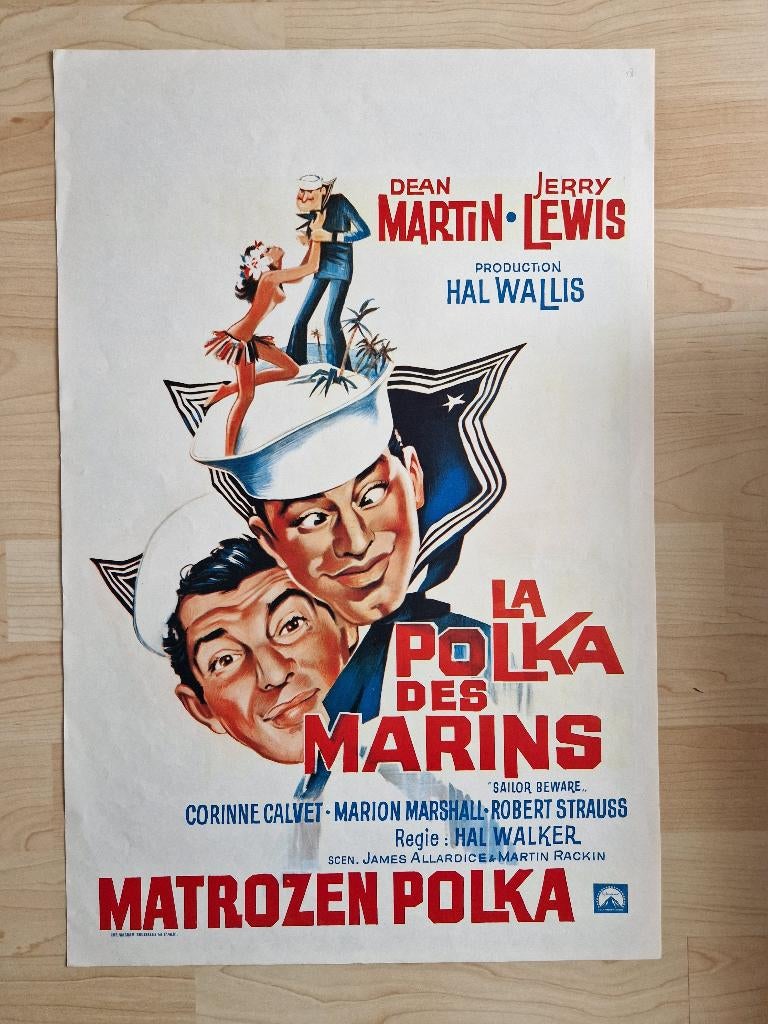 filmaffiche Dean Martin Sailor Beware filmposter, Verzamelen, Posters, Zo goed als nieuw, Film en Tv, A1 t/m A3, Rechthoekig Staand