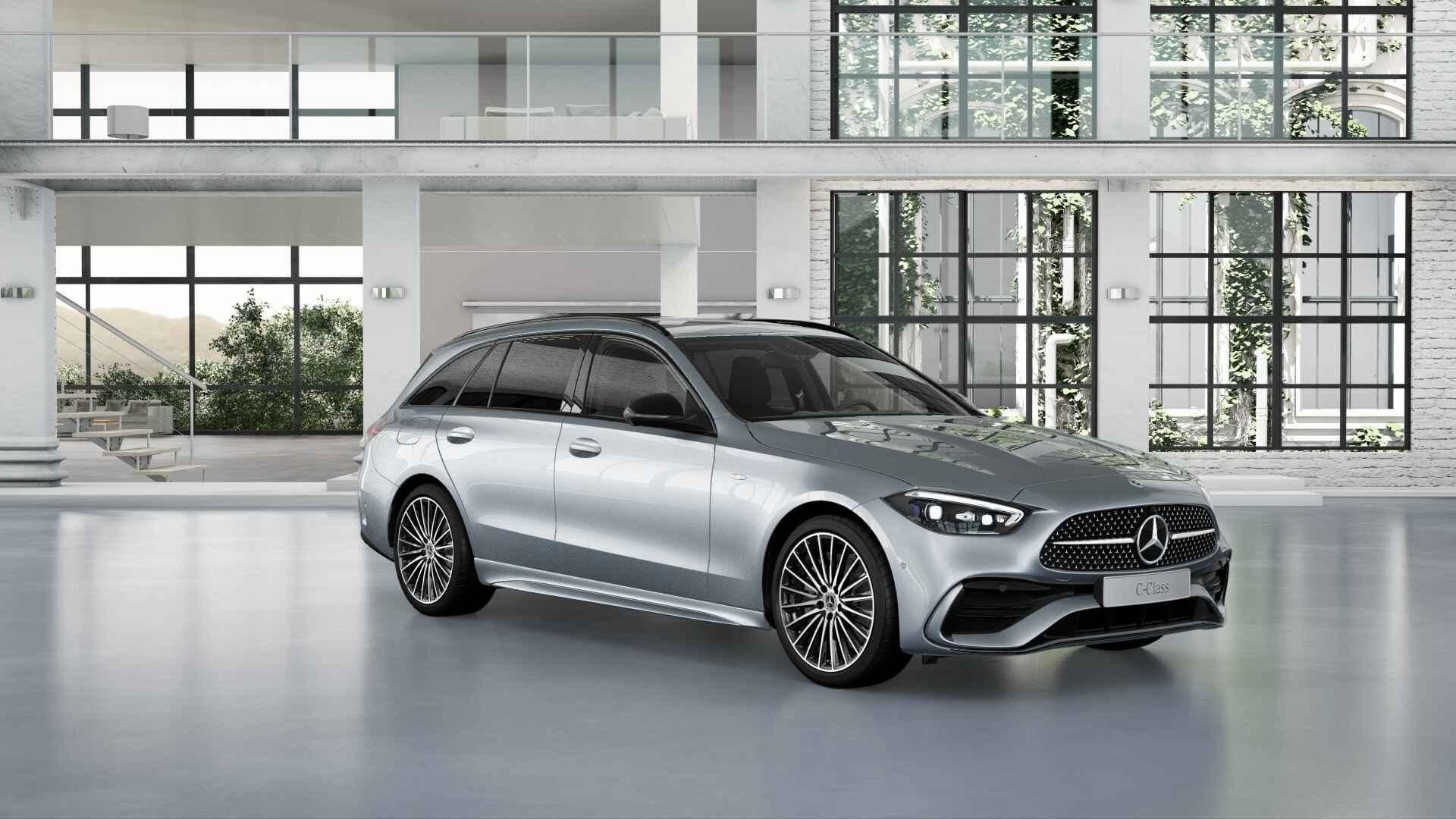 Mercedes-Benz C-klasse 300 e Break AMG Line | PAnormisch Dak, Autos, Mercedes-Benz, Argent ou Gris, 1800 kg, Entreprise, Hybride rechargeable
