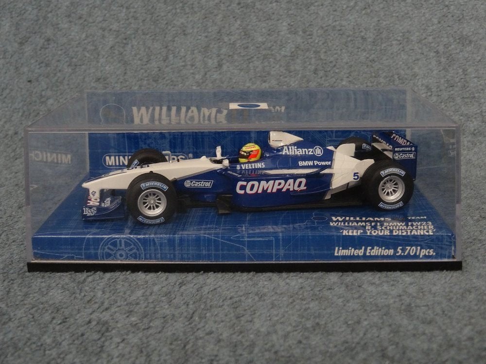 F1 BMW Williams FW23 "Keep Your Distance" Minichamps 1:43, Hobby & Loisirs créatifs, Enlèvement ou Envoi, Utilisé, Voiture, MiniChamps