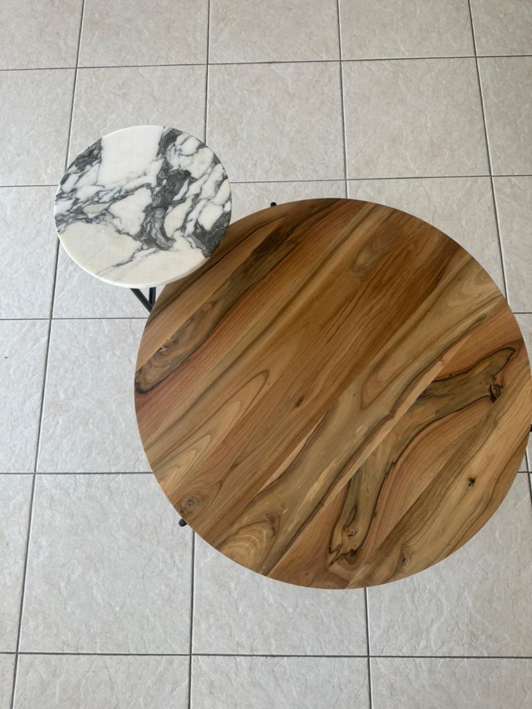 Ensemble de table basse en noyer et marbre, Enlèvement ou Envoi, Comme neuf