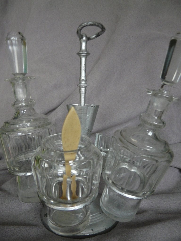 Ensemble vintage de 5 pièces : baril d'huile et de vinaigre., Antiquités & Art, Enlèvement