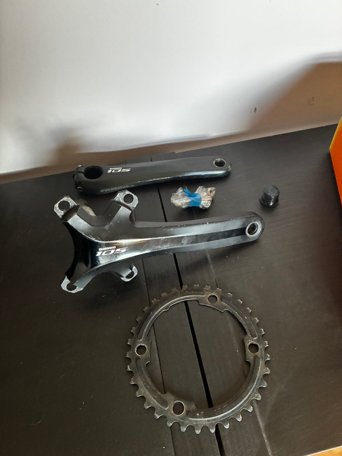 Shimano 105 crankstel met 34T enkel, Vélos & Vélomoteurs, Pédalier ou Pédales, Enlèvement ou Envoi, Utilisé, Aluminium