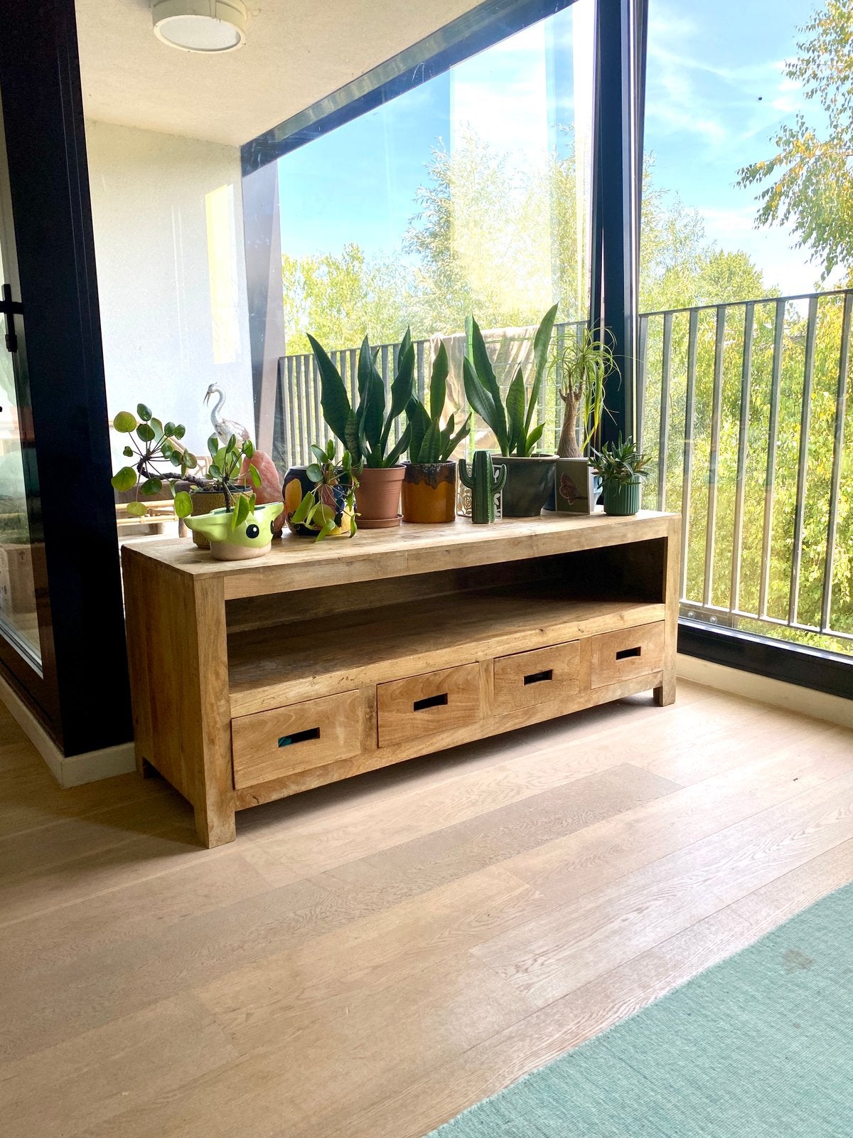 Tv meubel / dressoir - massief mangohout - 165 cm breed, 25 à 50 cm, Moins de 100 cm, 150 à 200 cm, Comme neuf