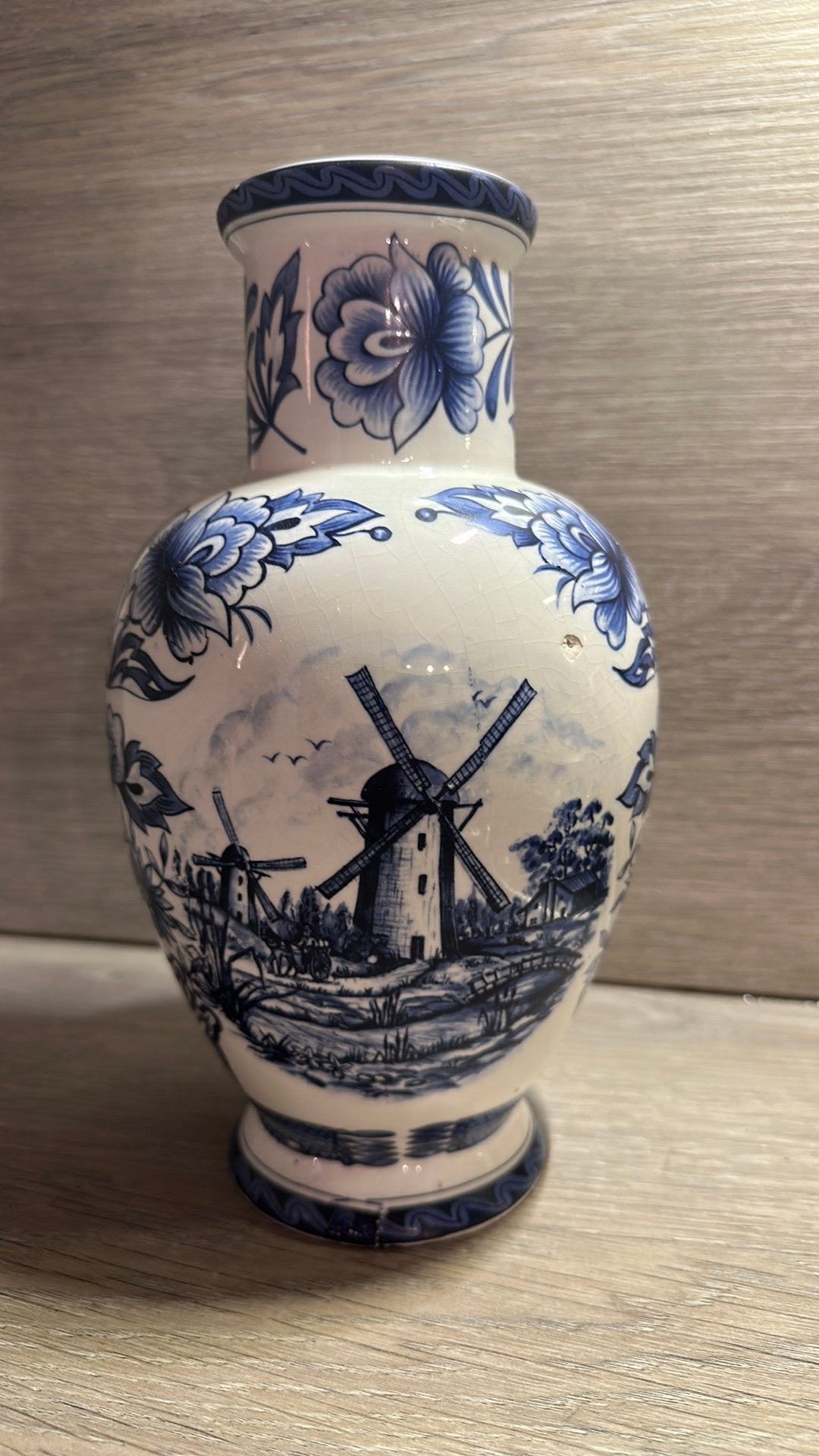 Vintage Delfts Blauwe Vaas – Oud Delft Nijmegen, Antiek en Kunst, Ophalen of Verzenden