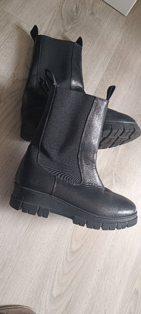 Genuine leather Laarzen maat 38, Kleding | Dames, Hoge laarzen, Zwart, Nieuw, Ophalen of Verzenden