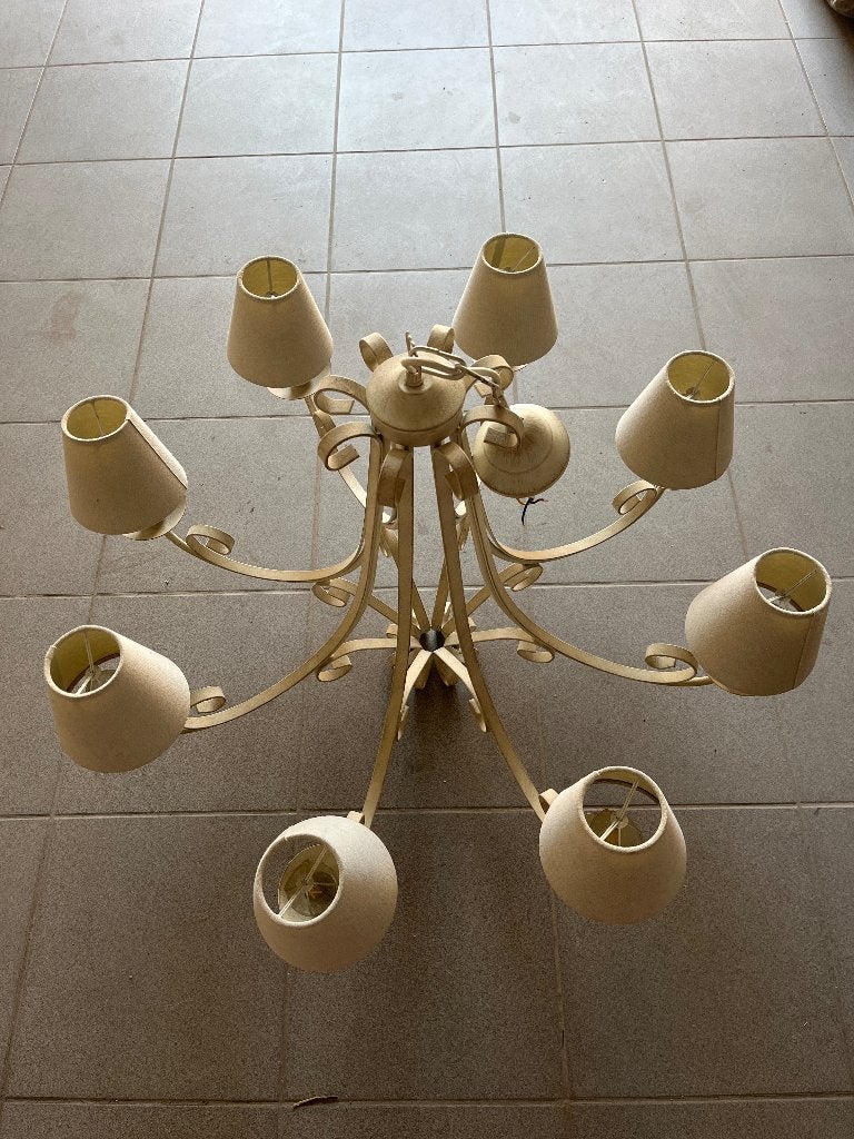 Luchter beige, Comme neuf, Landelijk, E14 (petit), Métal