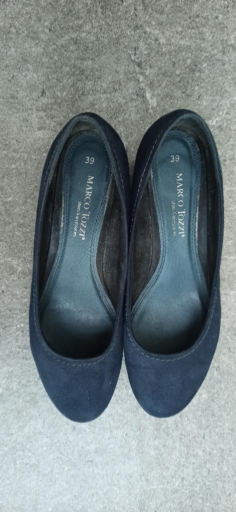 pumps in marineblauwe nubuck - slede hak van 4 cm hoog, Kleding | Dames, Pumps, Blauw, Marco Tozzi, Ophalen of Verzenden