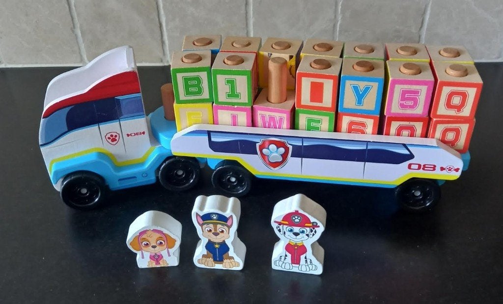 Houten Paw Patrol Truck : Blokken, ABC, Puzzel, Kinderen en Baby's, Speelgoed |Speelgoedvoertuigen, Ophalen of Verzenden, Zo goed als nieuw