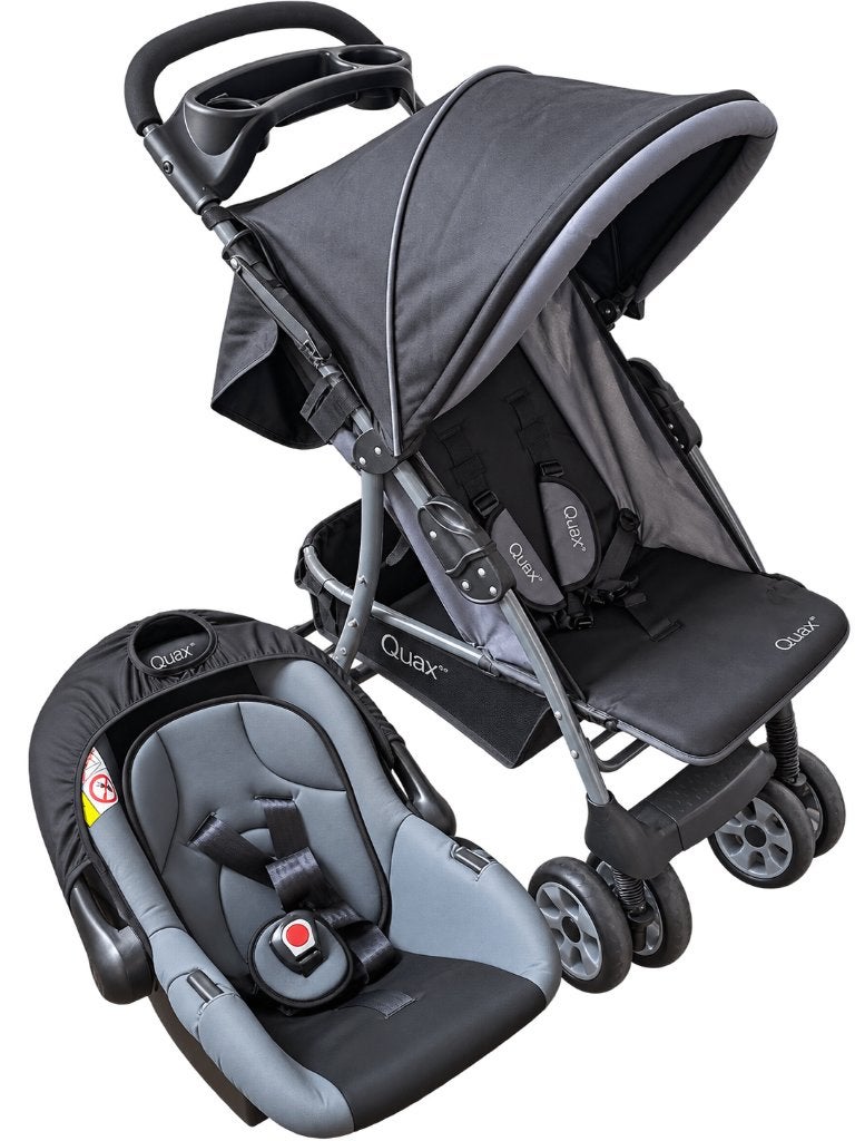 Quax kinderwagen + babyhoes - zwart en grijs, Kinderen en Baby's, Zo goed als nieuw, Combiwagen, Met autostoeltje, Ophalen