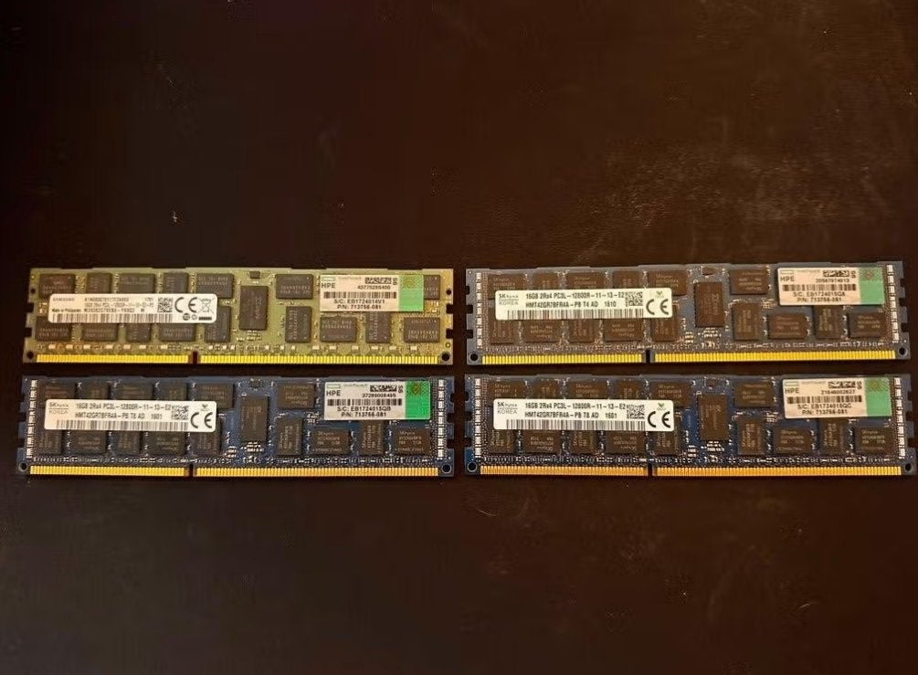 4x HPE 16GB DDR3 ECC RDIMM PC3-12800R 713756-081, Computers en Software, RAM geheugen, Gebruikt, Server, DDR3, Ophalen of Verzenden