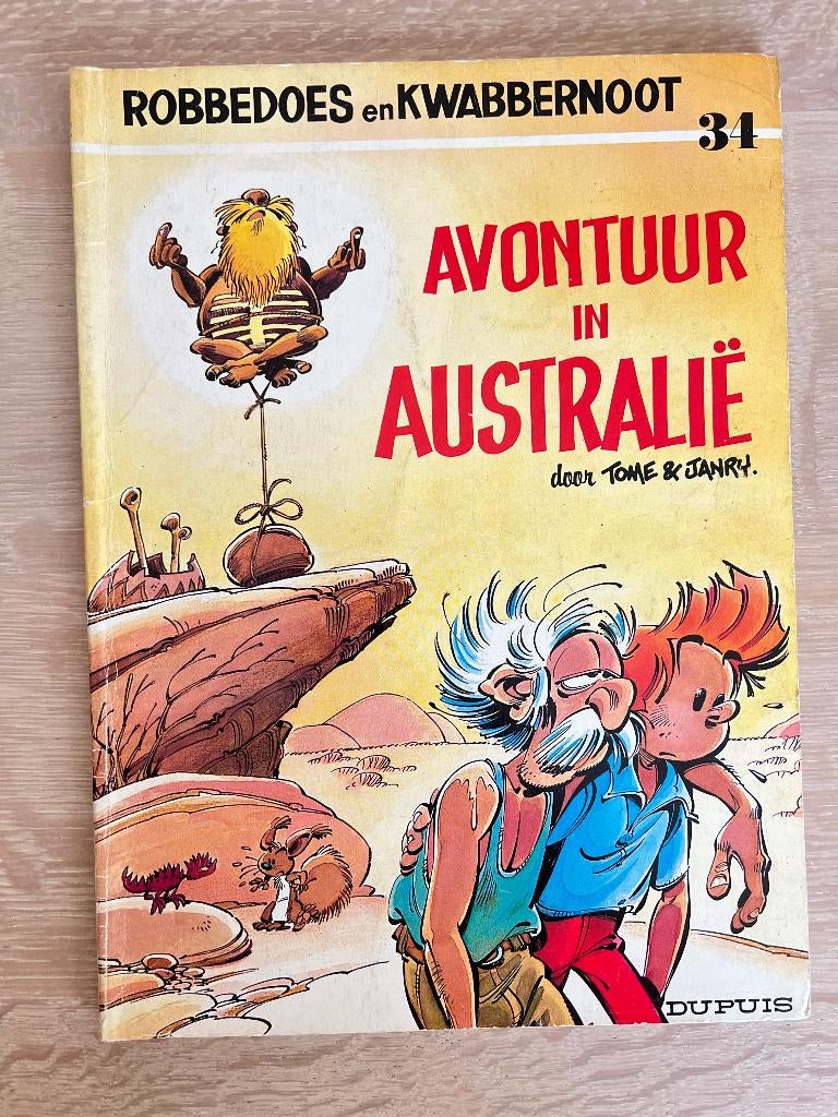 Robbedoes en Kwabbernoot 34 / Avontuur in Australië 1e druk, Gelezen, Eén stripboek, Ophalen of Verzenden, Tome & Janry