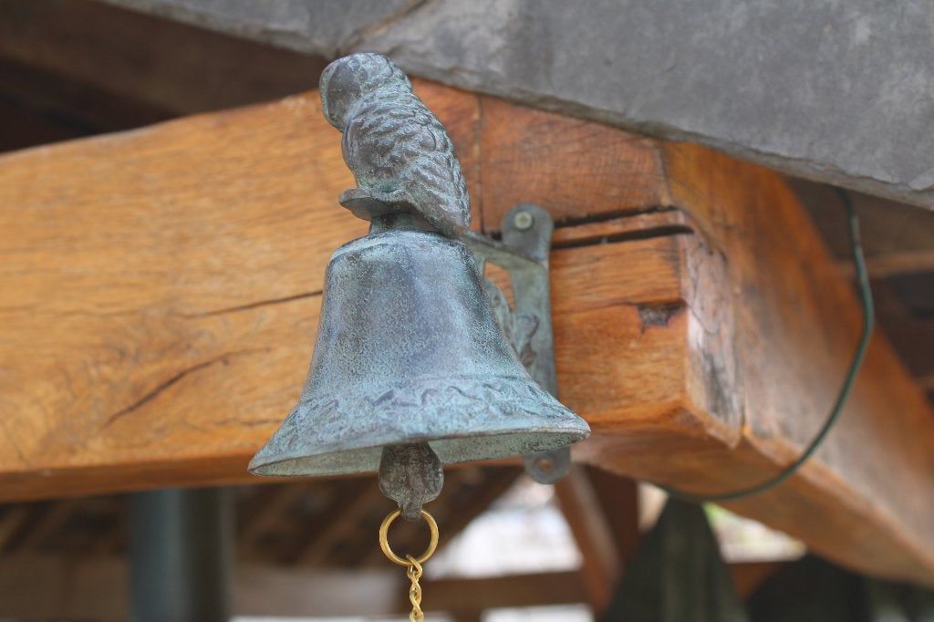 cloche de porte en bronze sur support hibou pat vert, Jardin & Terrasse, Enlèvement ou Envoi, Neuf