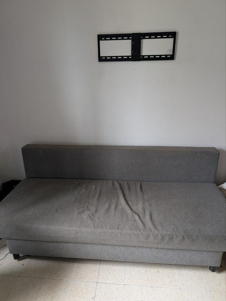 Canapé-lit avec espace de rangement, Maison & Meubles, Enlèvement, Utilisé, Deux personnes, Gris
