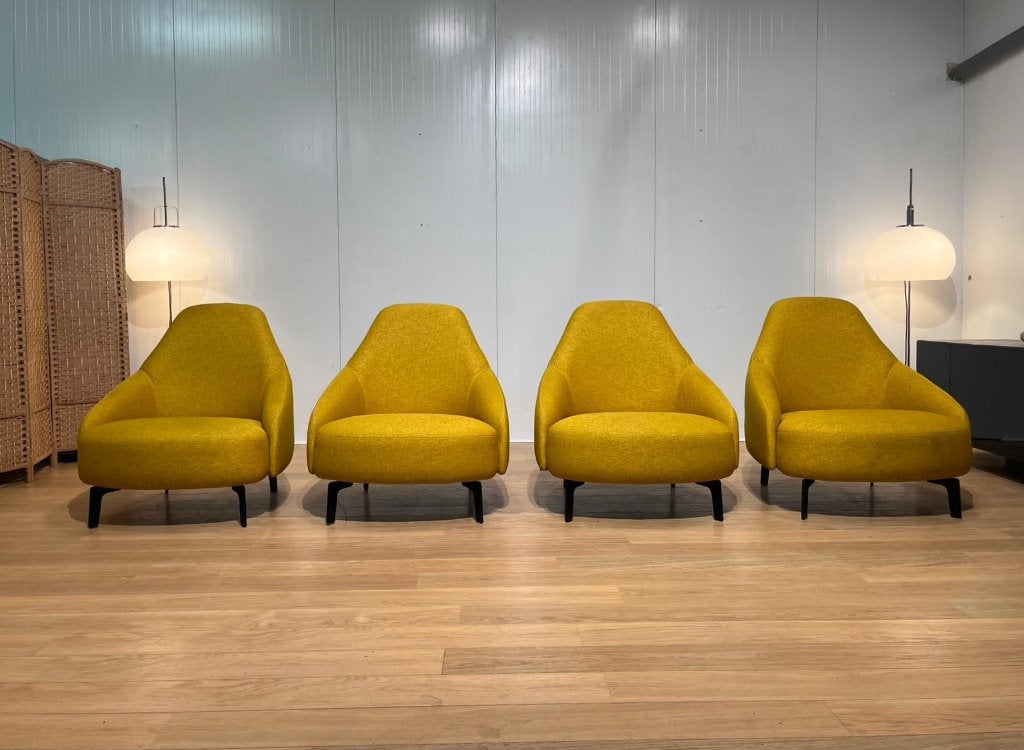 ÉTAT NEUF 4x Leolux Jill fauteuil jaune, Maison & Meubles, Fauteuils, 75 à 100 cm, Design Fauteuils Leolux, Enlèvement ou Envoi