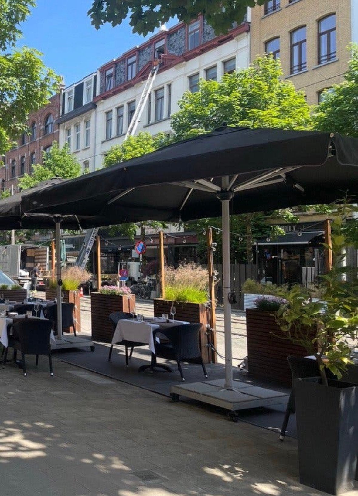 Solero Maestro Pro 400x300 cm met LED en Heather, Tuin en Terras, Parasols, Ophalen, Zo goed als nieuw