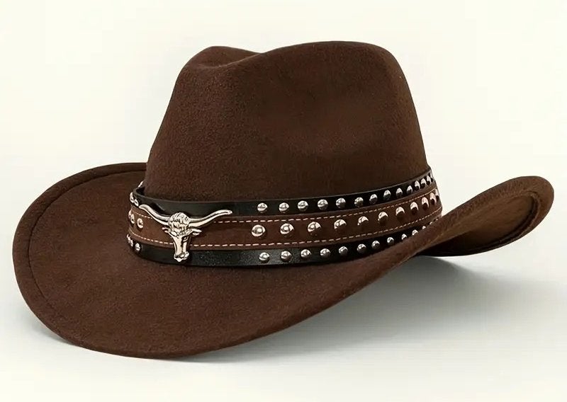 Cowboyhoed Metallic Dubbelgeknoopte Stierenkop Riem (Nieuw), Ophalen of Verzenden, Nieuw, Hoed