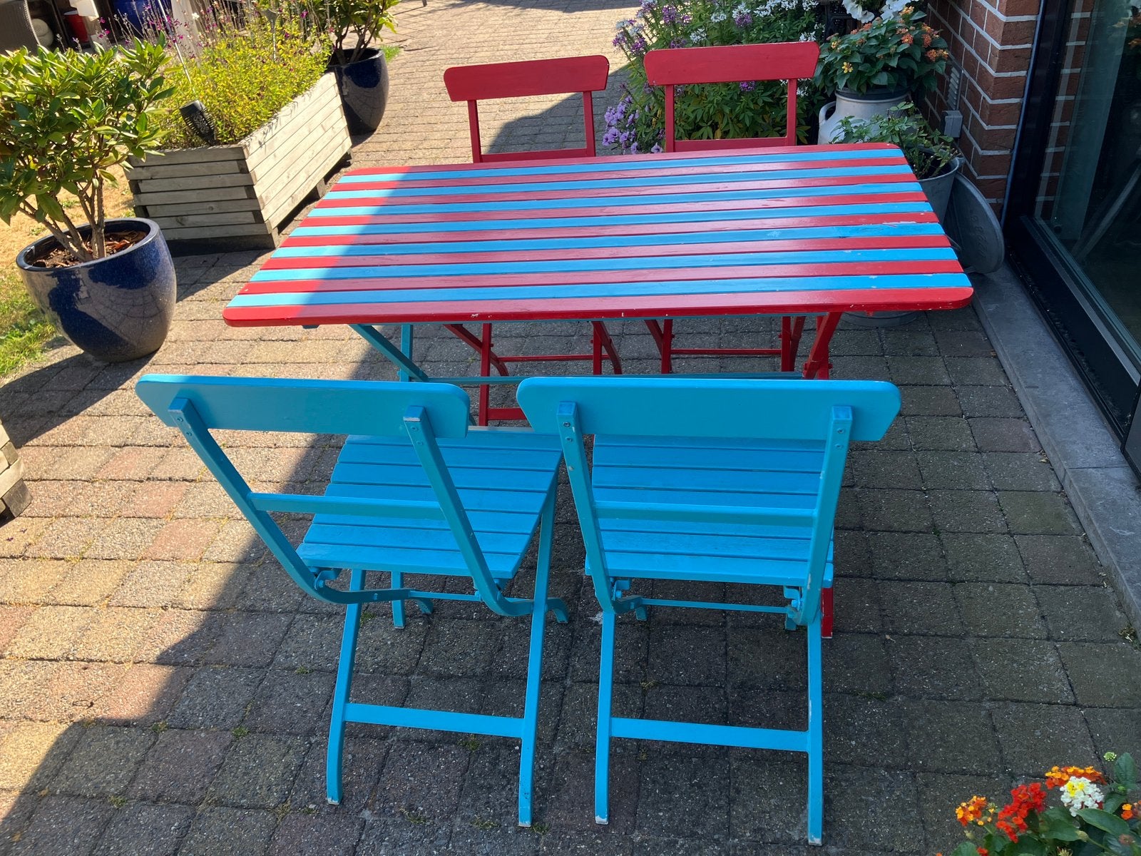 Bistro tafel + 4 stoelen, Ophalen, Gebruikt, Tuinset