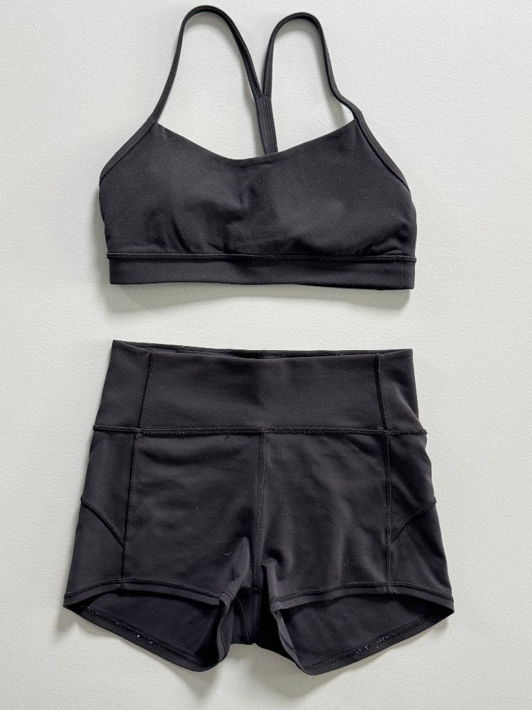 Lululemon sportbh en shortje maat 6, Ophalen, Gedragen, Zwart