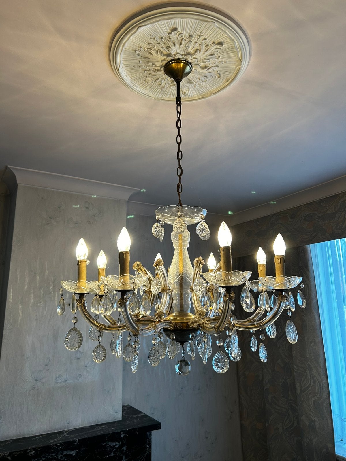 Kroon luchters te koop met lampen werkende staat, Ophalen, E14 (klein), Rustieke, Glas