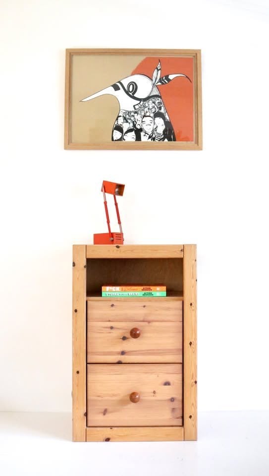 Vintage Pine wood kastje jaren 80 - Houten ladenkast, 1 of 2 laden, Ophalen, Zo goed als nieuw, Grenenhout