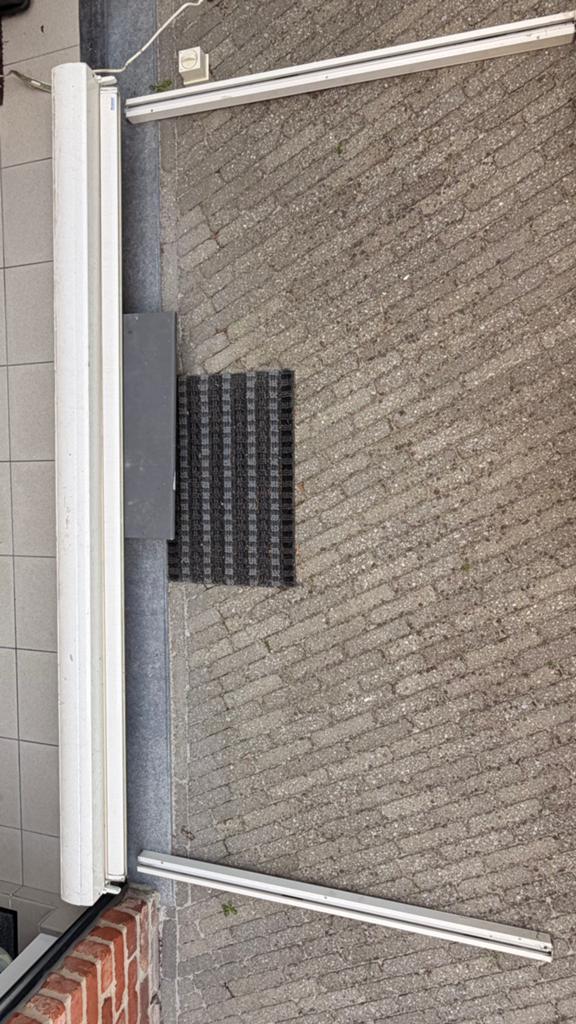 Zonnewering Screen Renson elektrisch 221 / 116 cm warm wit, Ophalen, Gebruikt, 100 tot 150 cm, 200 cm of meer