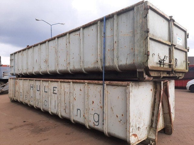 2x schrootbak / ijzerbak / metaal container Vernooy/20 ft., Ophalen