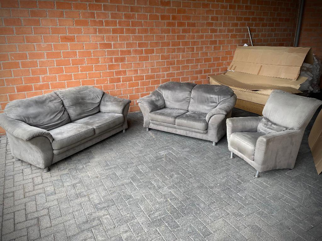 Compleet salon in stof - goede staat, Ophalen, Gebruikt, Stof