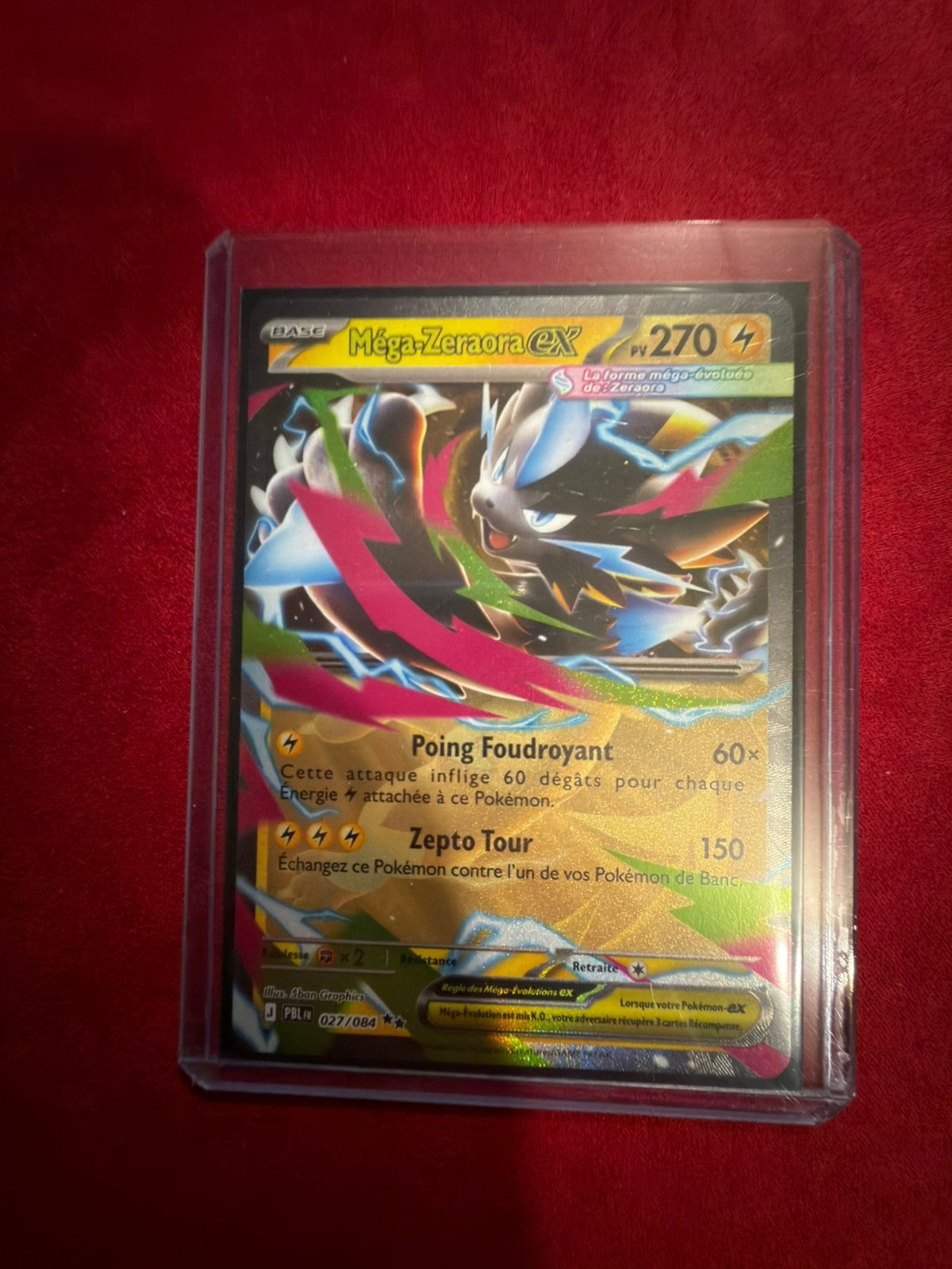 Carte Pokémon Méga-Zeraora ex - PBLFr 027/084 (Neuf), Ophalen, Nieuw, Losse kaart, Foil