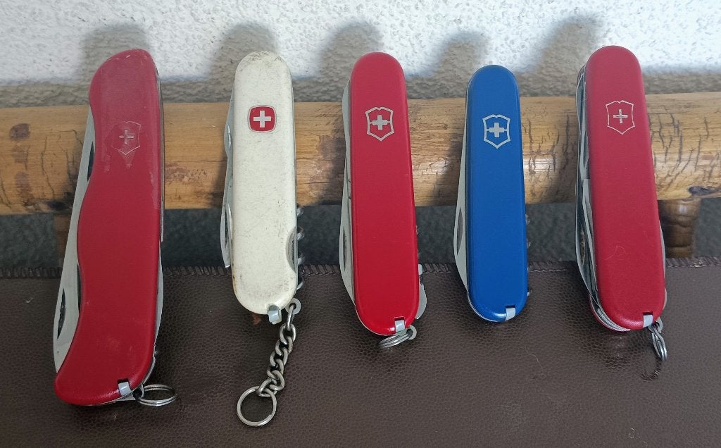 set (5) couteaux de poche Wenger/Victorinox, Enlèvement ou Envoi, Utilisé