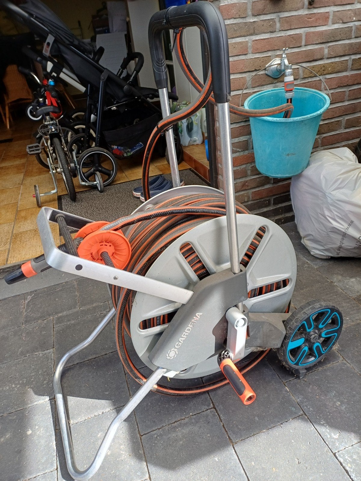 Gardena slangwagen met 50m flex slang, Tuin en Terras, Ophalen, Gebruikt, Tuinslanghaspel