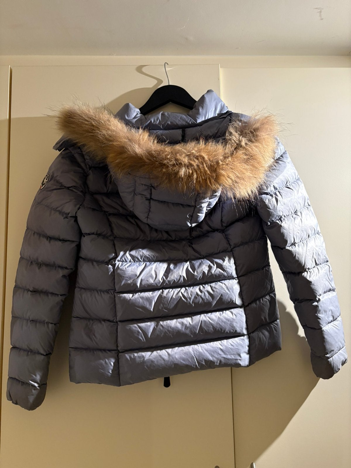 JOTT LUXE donsjas maat S - echte bontkraag–zeer mooie staat, Kleding | Dames, Ophalen, Zo goed als nieuw, Maat 36 (S), Blauw