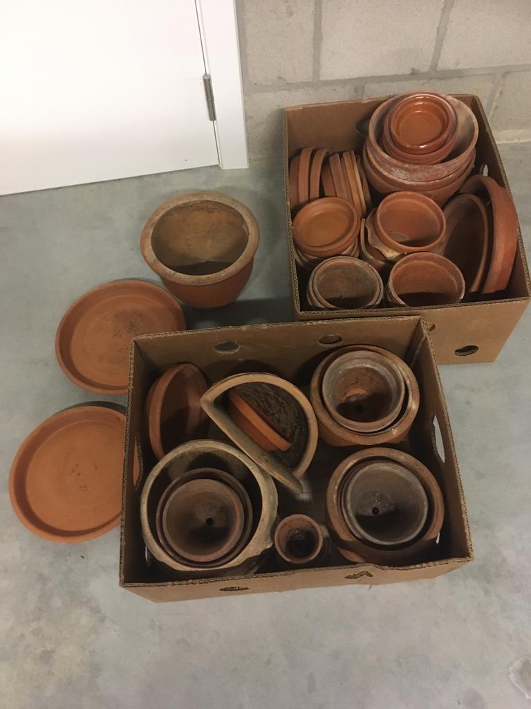 Lot terracotta bloempotten, schalen en potjes, Tuin en Terras, Ophalen, Gebruikt, Terracotta